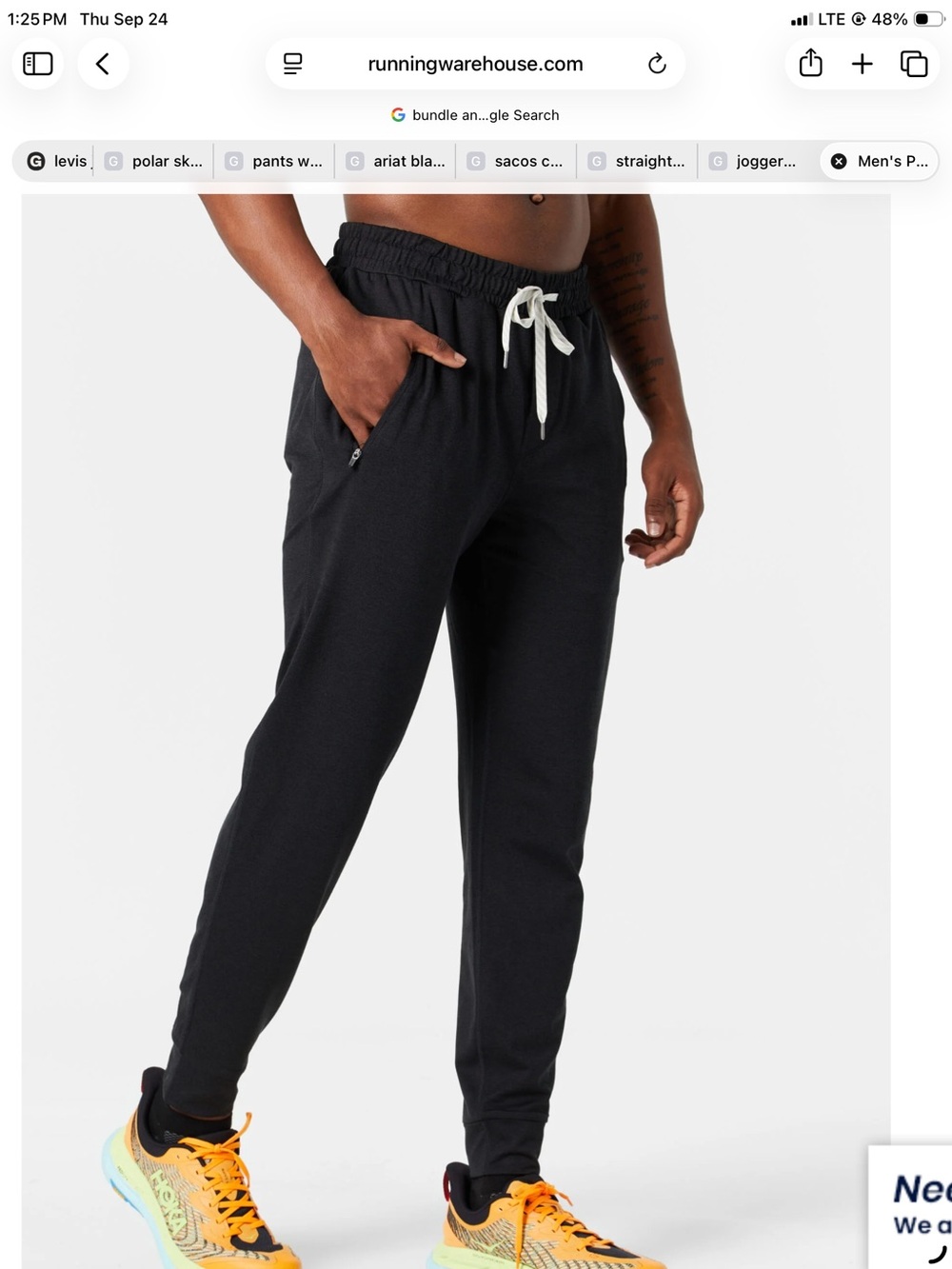 VUORI Men's Black Jogger Pants with Drawstring Waist